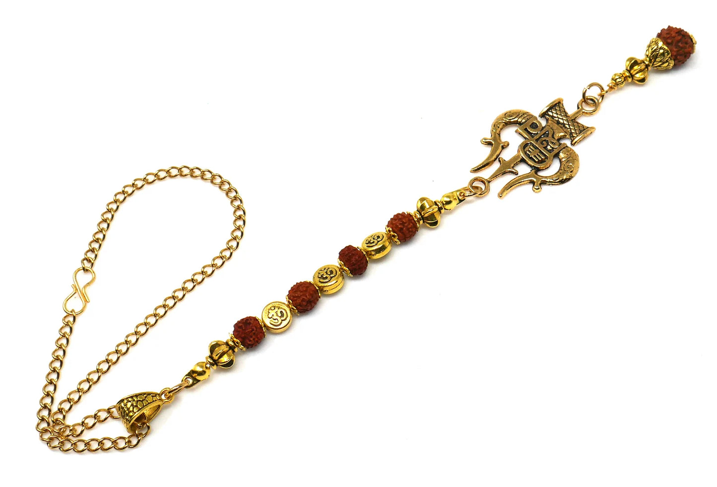 Divine Shiva Trishul Car Hanging, Rudraksha & Om Trident Pendant, Evil Eye Protection Amulet, Hindu Mirror Charm, Spiritual Car Decor Gift