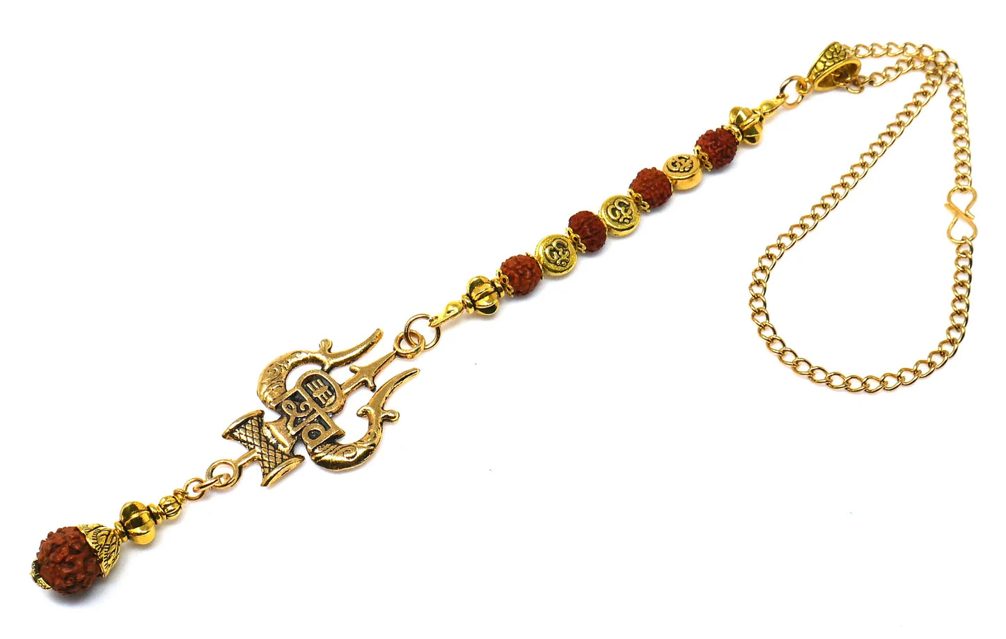 Divine Shiva Trishul Car Hanging, Rudraksha & Om Trident Pendant, Evil Eye Protection Amulet, Hindu Mirror Charm, Spiritual Car Decor Gift