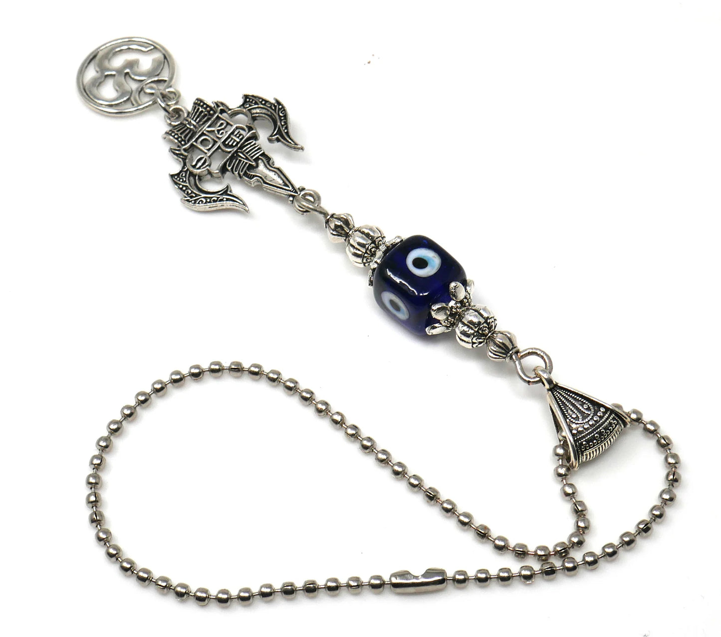 Lord Shiva Trishul & Damroo Pendant Evil Eye Protection Rear View Mirror Hanging-Mahadev Trishul Pendant Car Dangler-Namaste Gift