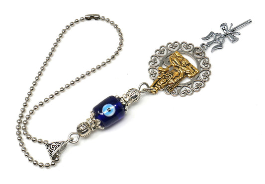 Lord Shiva Trishul Damroo & OM Pendant Evil Eye Hanging-Lord Shiva / Mahadev Trishul Pendant Evil Eye Protection Door Knob Namaste Hanging