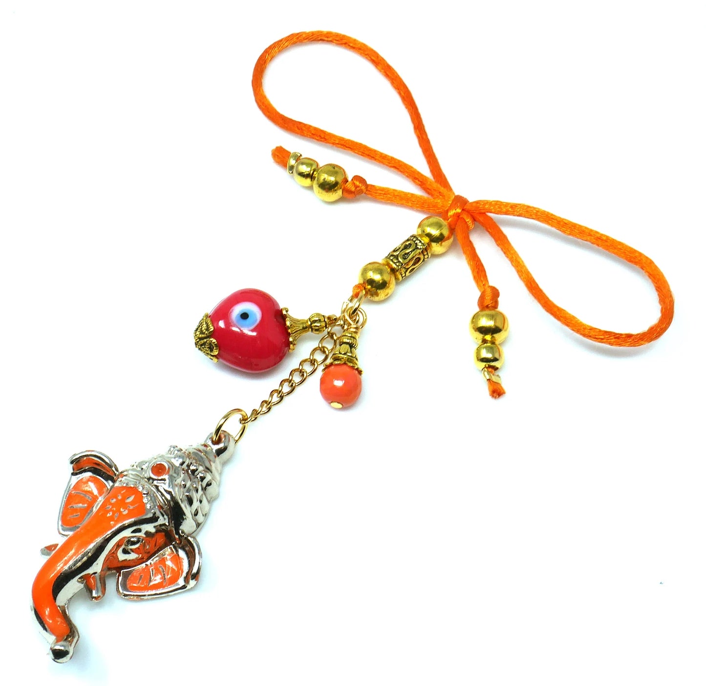 Ganesha | Evil Eye Protection | Car Rearview Mirror Ornament | Good Luck | Happiness | Good Fortune | Success | Prosperity | Spirituality