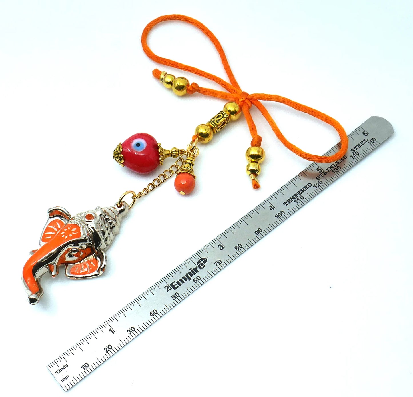 Ganesha | Evil Eye Protection | Car Rearview Mirror Ornament | Good Luck | Happiness | Good Fortune | Success | Prosperity | Spirituality