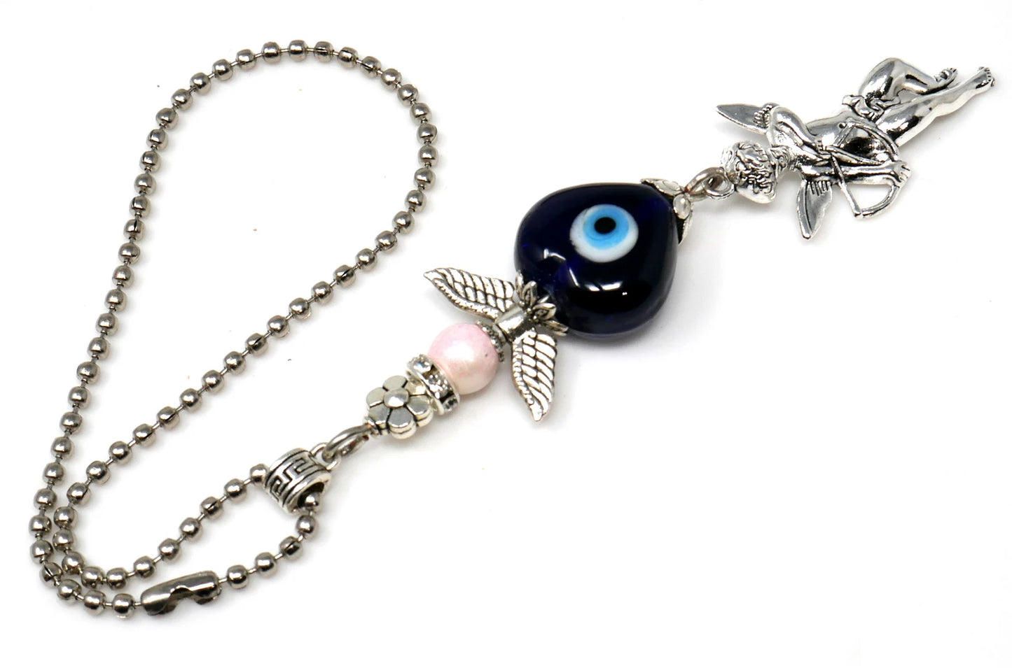 Evil Eye, Evil Eye Protection, Guardian Angel Car Rear View Mirror Ornament Charm, Angel Bag Charm, Travel Angel Protection, New Driver Gift