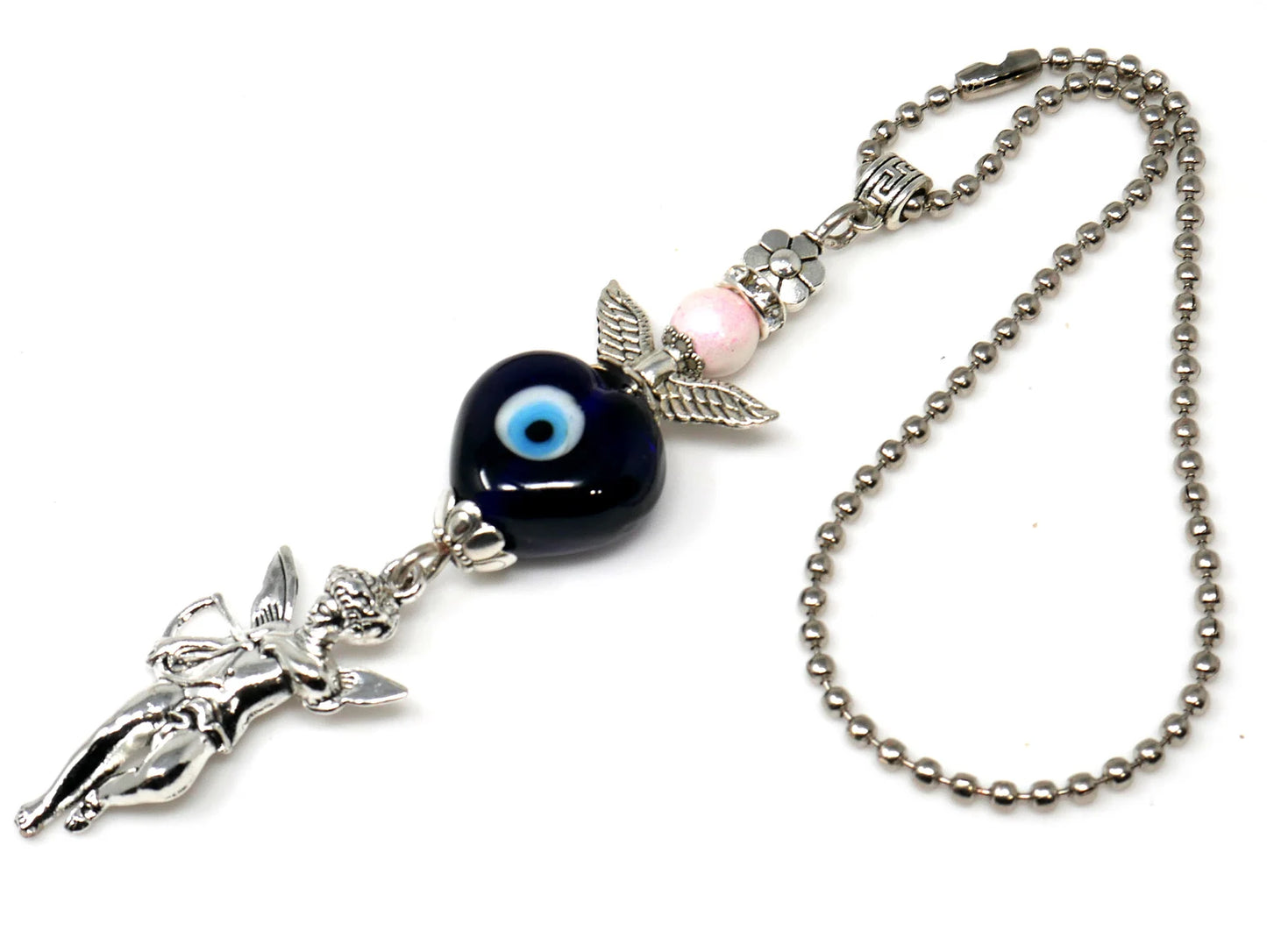Evil Eye, Evil Eye Protection, Guardian Angel Car Rear View Mirror Ornament Charm, Angel Bag Charm, Travel Angel Protection, New Driver Gift