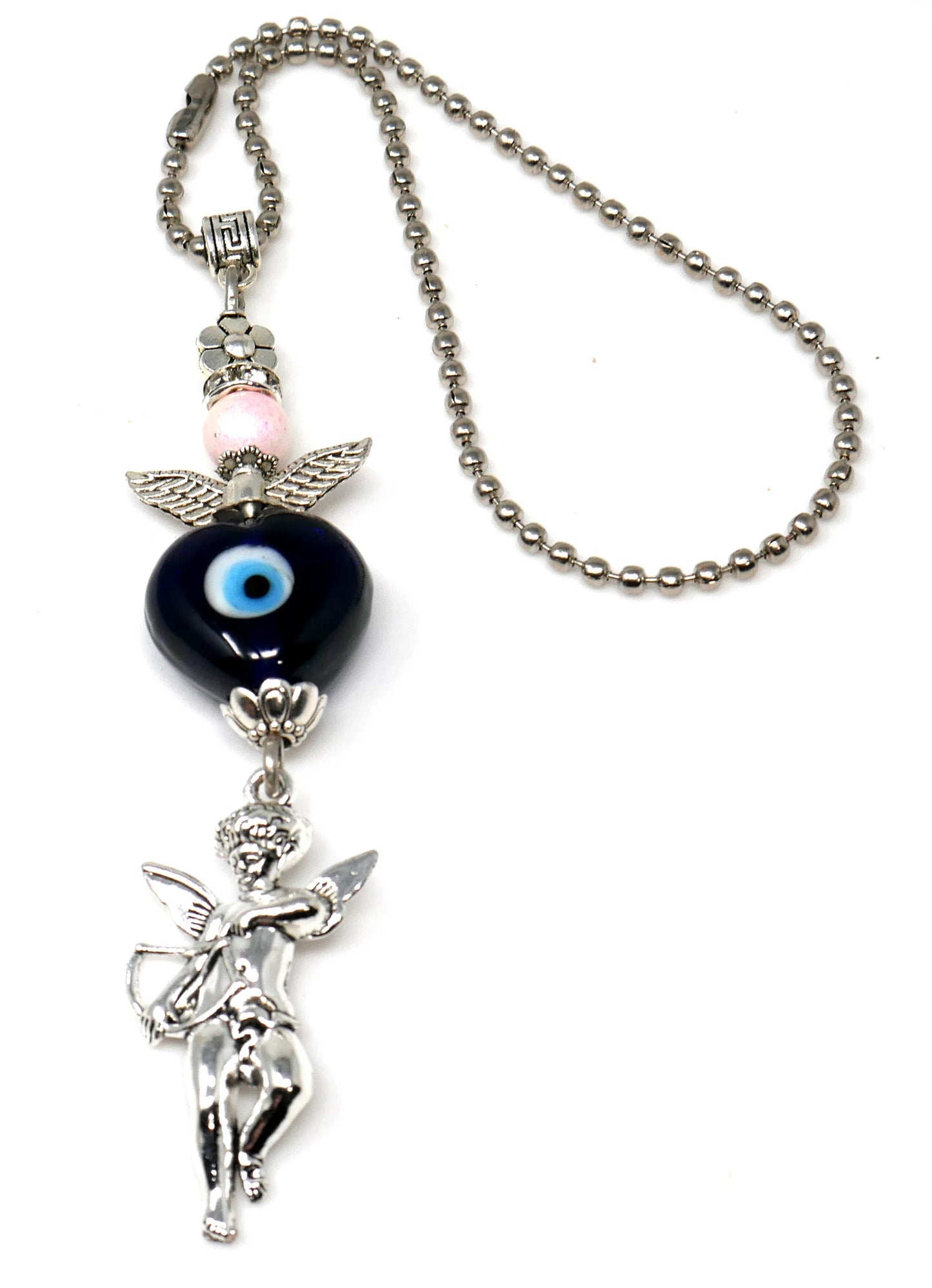 Evil Eye, Evil Eye Protection, Guardian Angel Car Rear View Mirror Ornament Charm, Angel Bag Charm, Travel Angel Protection, New Driver Gift
