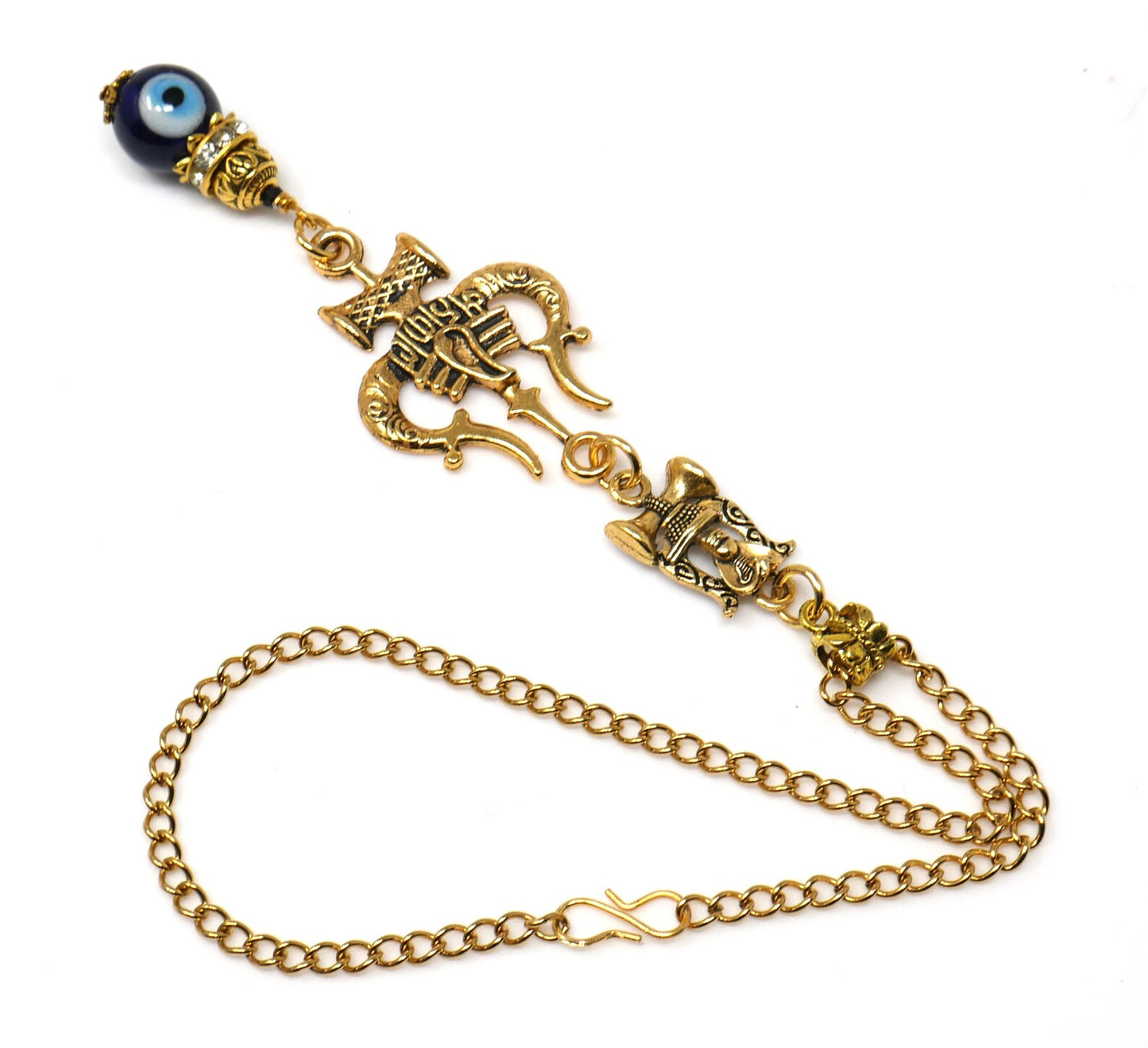 Shiva Trishul Damroo Pendant Evil Eye Protection Car Mirror Hanging,Mahakala & Naag Shivling Divine Protection Amulet,Namaste Good Luck Gift