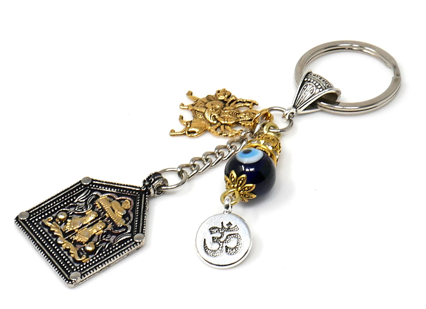 Durga,Hindu Goddess Durga Evil Eye Protection Car Rear View Mirror Hanging,Goddess Durga Holy Feet Key Ring for Home Office Car,Namaste Gift