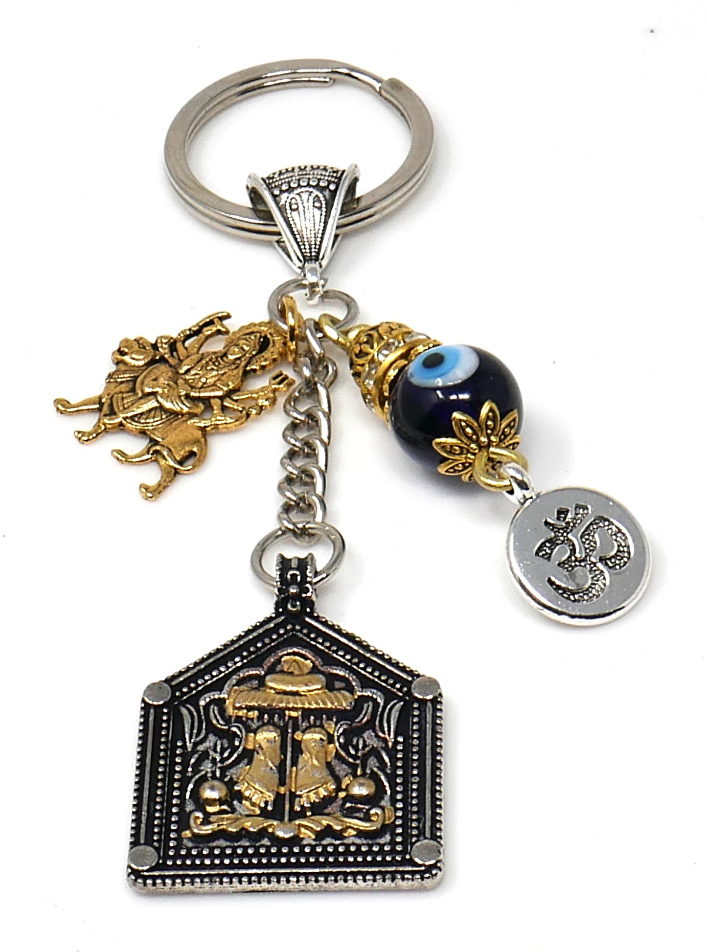 Durga,Hindu Goddess Durga Evil Eye Protection Car Rear View Mirror Hanging,Goddess Durga Holy Feet Key Ring for Home Office Car,Namaste Gift