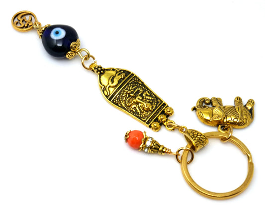 Evil Eye Protection Ganesh Lucky Elephant Key Ring for Good Luck, Prosperity, Success, Positive Vibrations & protection against misfortunes.