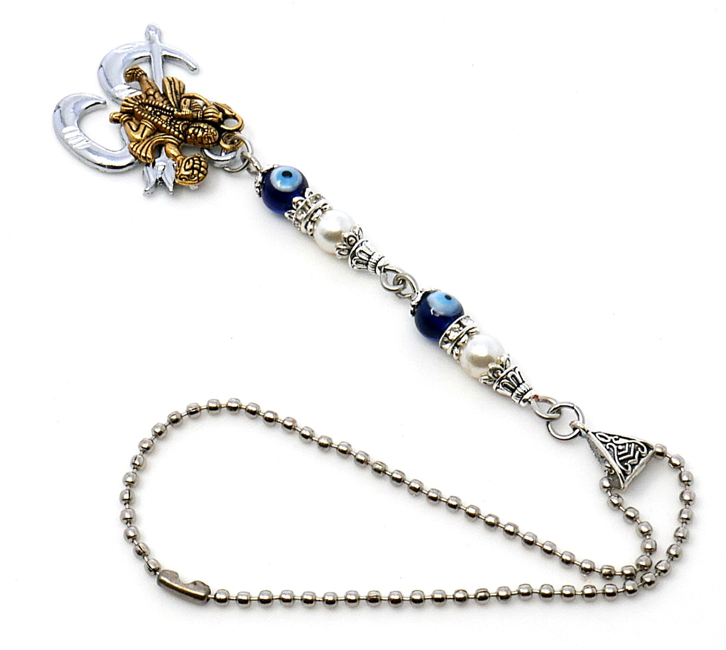Sri Hanman ji & Divine OM Pendant Evil Eye Protection Car Mirror Hanging-Hanuman ji And OM Spiritual Designed Divine Gift for Your Loved One