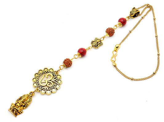 Ganesha | Divine OM | 5 Face Rudraksha | Crystal |Car Rearview Mirror Ornament | Good Luck | Happiness | Stability | Success | Prosperity