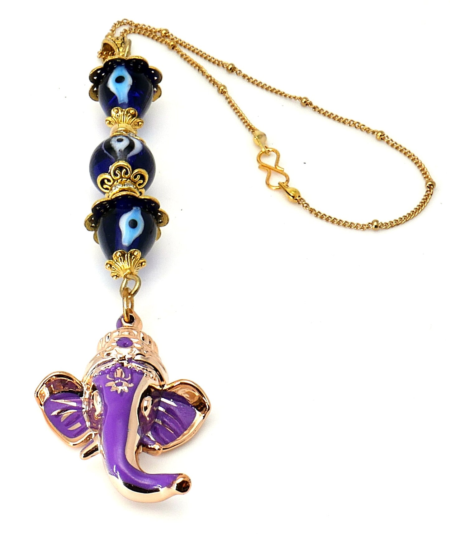 Ganesha | Evil Eye Protection | Car Rearview Mirror Ornament | Good Luck | Happiness | Good Fortune & Prosperity | Success in Study