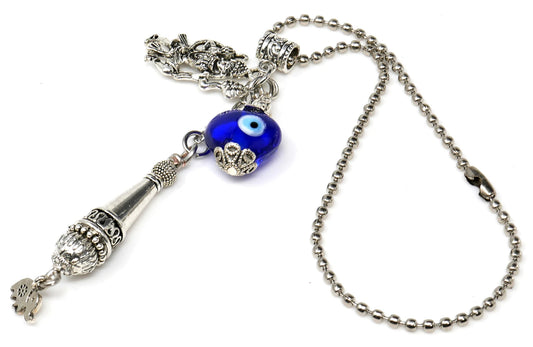 Lord Hanuman ji and Gada Charm & Evil Eye Protection Hanging for Home/Car/Office/Business