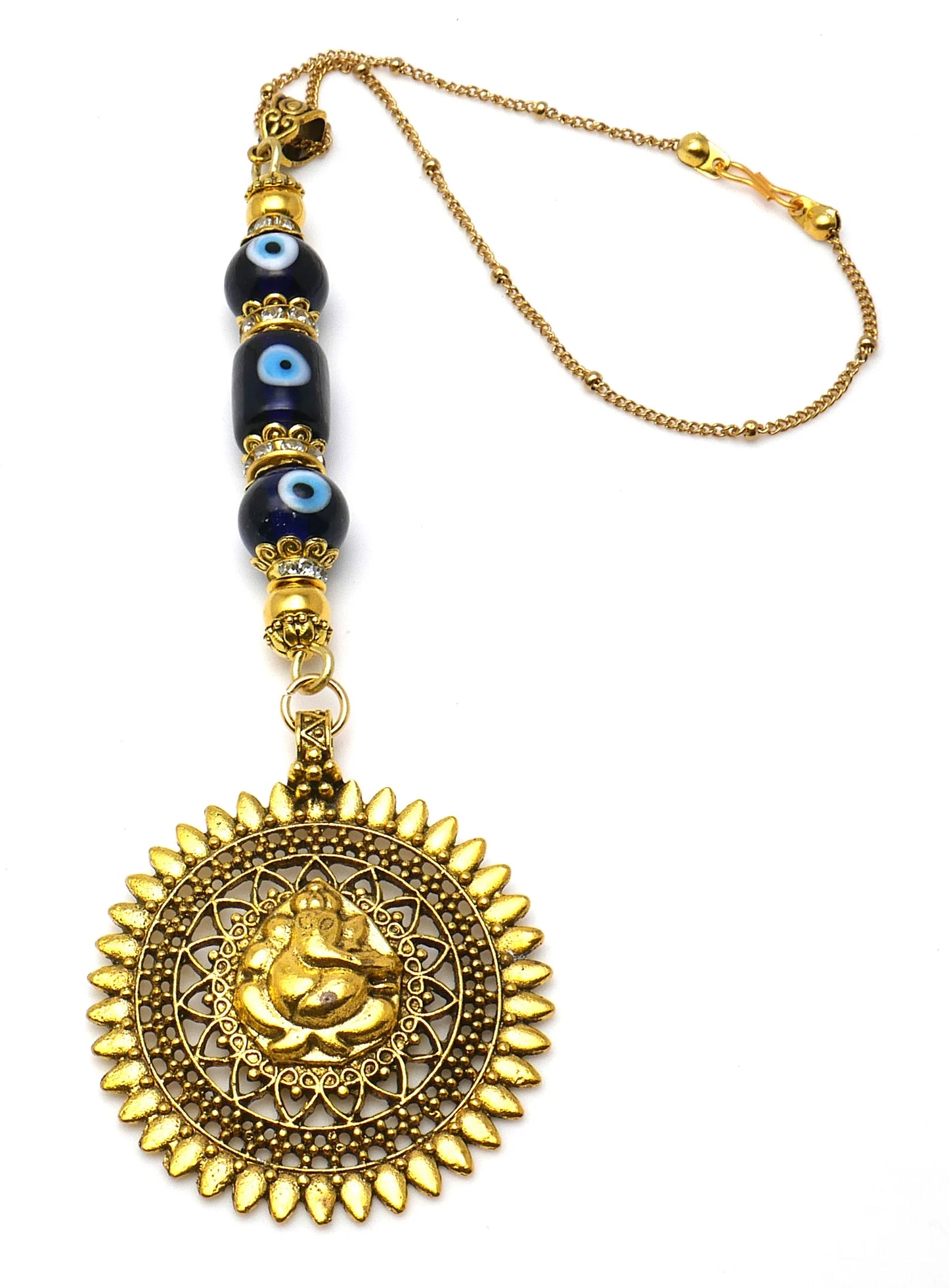 Ganesha | Evil Eye Protection | Car Rearview Mirror Ornament | Good Luck | Happiness | Good Fortune | Success | Prosperity