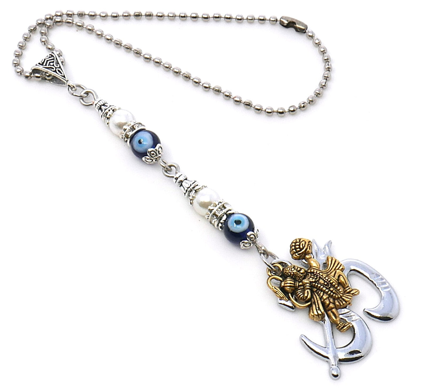 Sri Hanman ji & Divine OM Pendant Evil Eye Protection Car Mirror Hanging-Hanuman ji And OM Spiritual Designed Divine Gift for Your Loved One