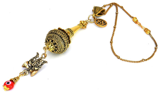 Lord Hanuman ji ke Gada and Charm Evil Eye Protection Blue Glass Bead-Rare to Find Combination in Key Ring for Home/ Car/ Office/ Business