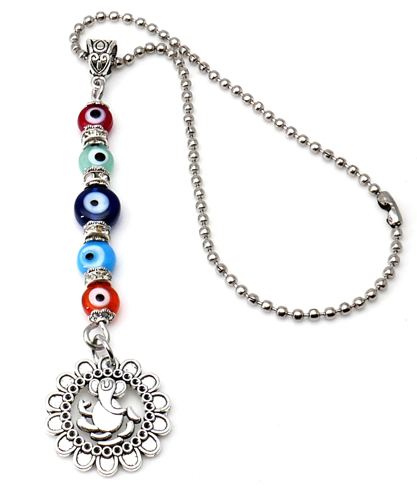 Ganesha | Evil Eye Protection | Car Rearview Mirror Ornament | Good Luck | Happiness | Good Fortune | Success | Prosperity | Spirituality