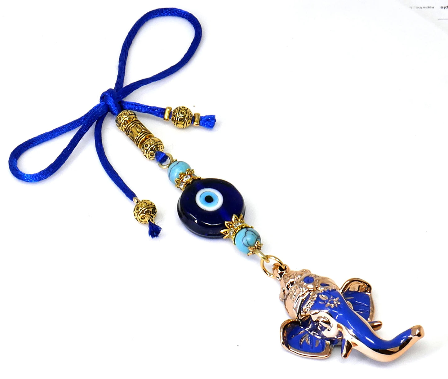 Ganesha | Evil Eye Protection | Car Rearview Mirror Ornament | Good Luck | Happiness | Good Fortune & Prosperity | Success in Study