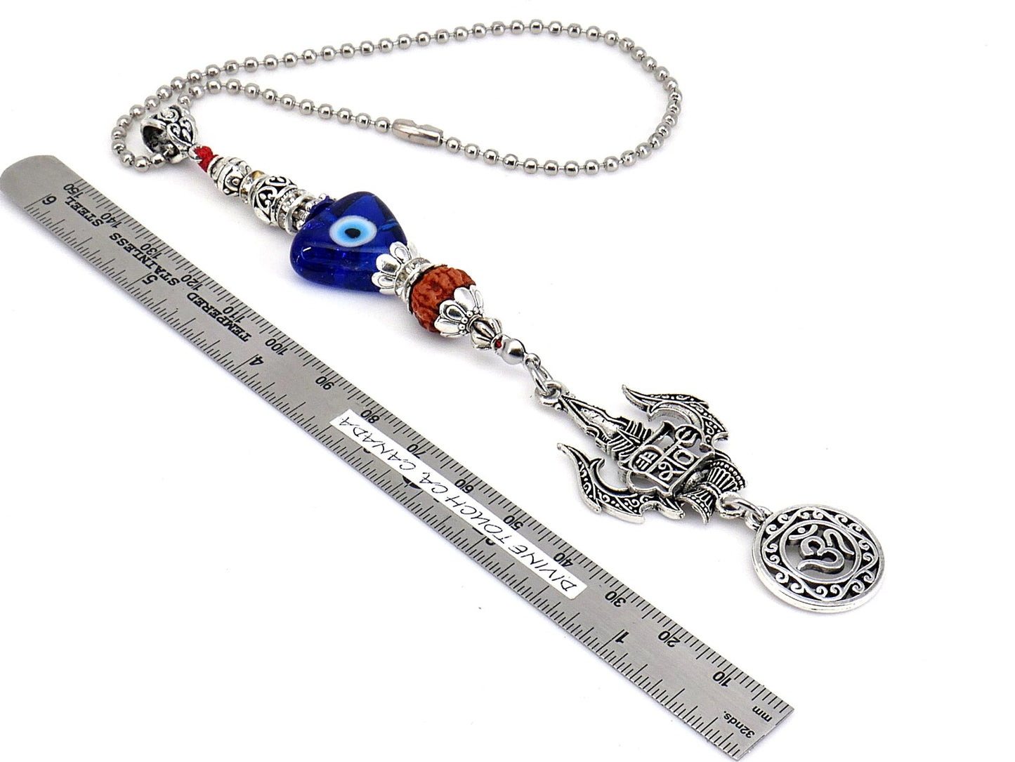 Lord Shiva Trishul Damroo & Rudraksha Evil Eye Hanging-Lord Shiva Trishul-Mahadev Trishul Pendant-Fabulous Antique Silver Hanging