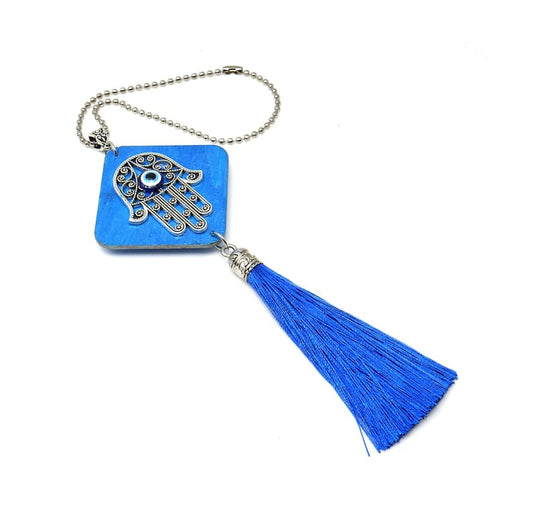 Hamsa Hand, Hamsa Hand Evil Eye protection Car Rear View Mirror Hanging, Hamsa Hand & Silk Tassel for Protection and Good Luck, New Car Gift