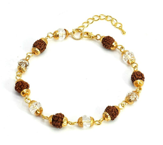 Handmade 5 Mukhi Rudraksha Bead Bracelet for Positive Vibrations, Natural Seed Mala, Meditation, Unisex Spiritual Wristband, Yoga Gift