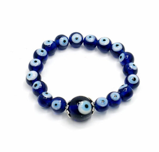 Evil Eye Protection | Blue Evil Eye Beads Stretchable Bracelet for Unisex | Evil Eye Protection Bracelet