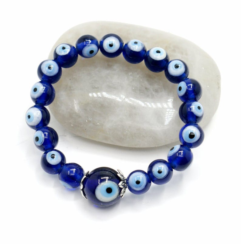 Evil Eye Protection | Blue Evil Eye Beads Stretchable Bracelet for Unisex | Evil Eye Protection Bracelet