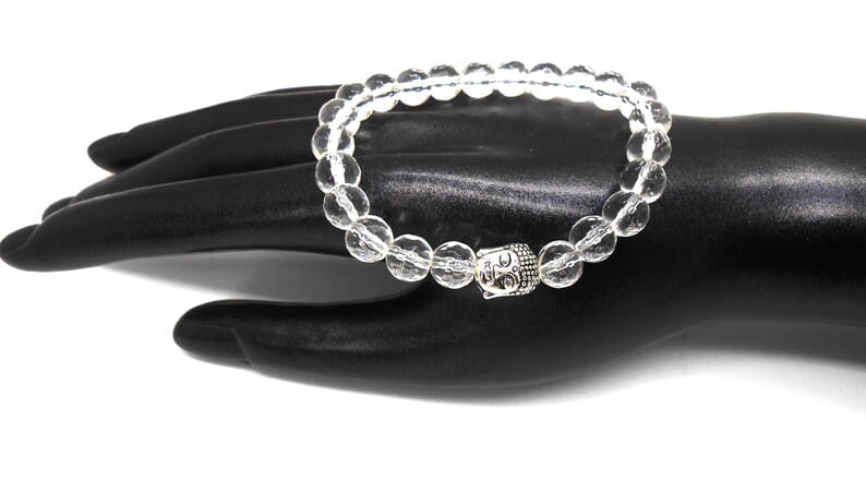 Clear Quartz Crystal Natural Stone Healing Bracelet | Diamond Cut Clear Crystal | Stretchable Bracelet for Unisex