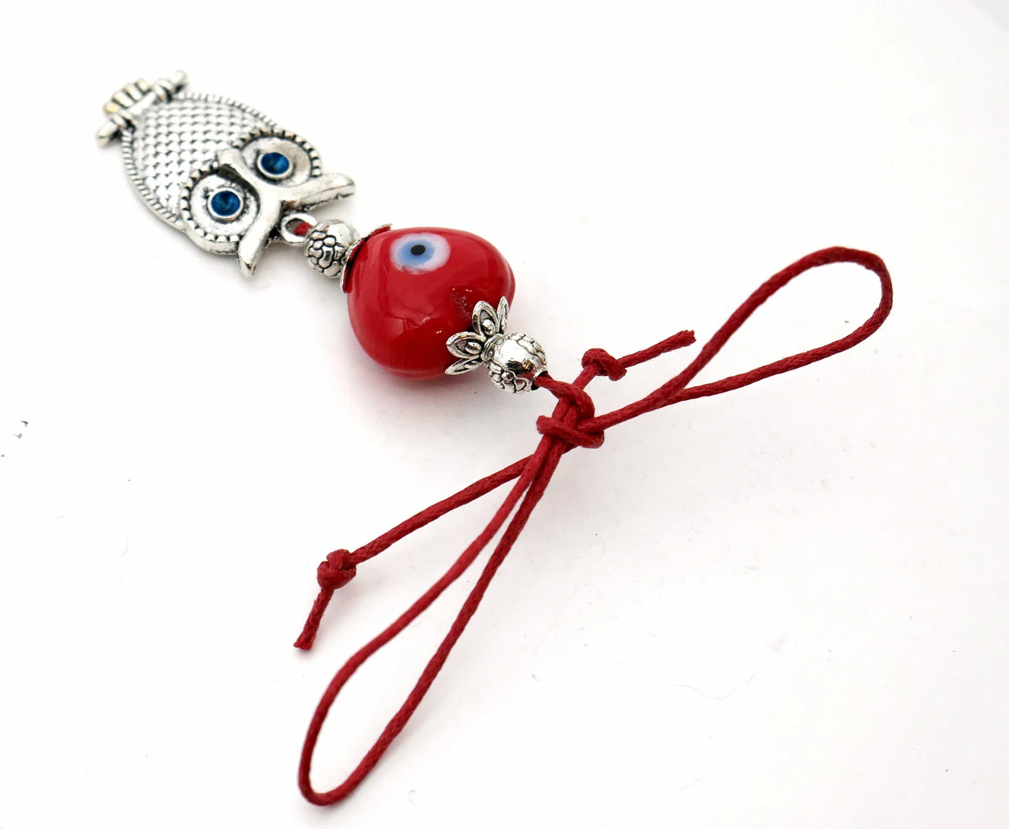 Owl | Heart Shaped Evil Eye | Bag Backpack Cellphone Case Charm Ornament | Good Luck | Positive Vibes | Intuition Power | Inner Wisdom
