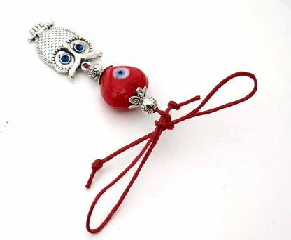 Owl | Heart Shaped Evil Eye | Bag Backpack Cellphone Case Charm Ornament | Good Luck | Positive Vibes | Intuition Power | Inner Wisdom