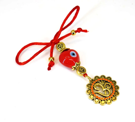 OM | Evil Eye Protection | Antique Gold Plated | Car Rearview Mirror Ornament | Good Luck | Positive Vibes | Positive Vibrations