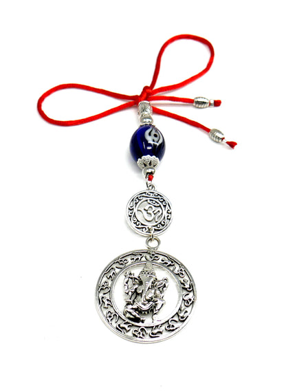 Ganesha | OM | Evil Eye Protection | Car Rearview Mirror Ornament | Good Luck | Happiness | Good Fortune | Success | Prosperity