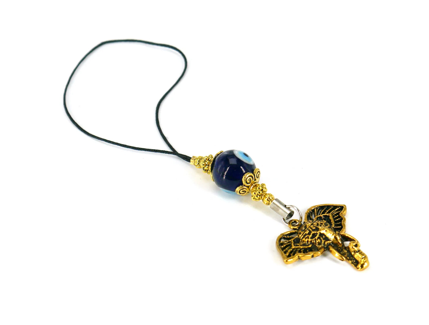 Evil Eye Protection OM & Lucky Elephant Key Ring- Car Rear View Mirror Accessories, Car Mirror Ornament, Tribal Car Charm, Gift for Diwali