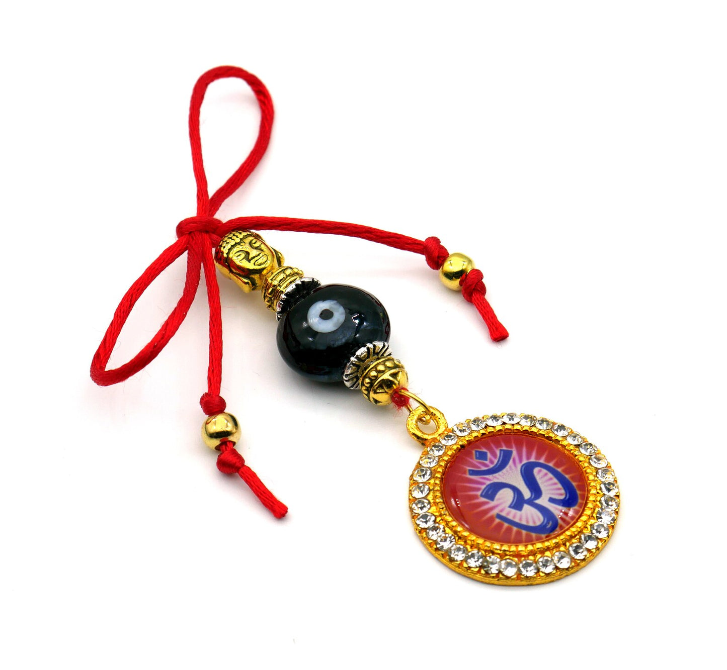Evil Eye-Evil Eye Protection-Divine OM Evil Eye Protection Car Rear View Mirror Ornament-AUM Handbag Hanging for Good Luck & Good Fortune