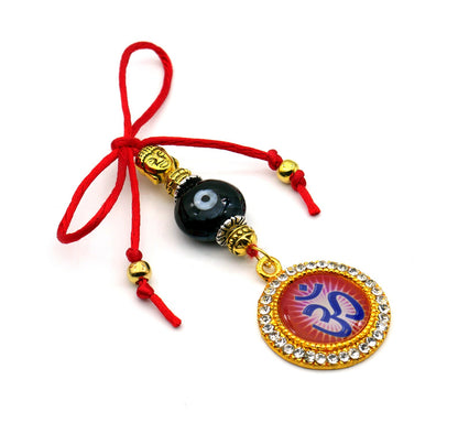 Evil Eye-Evil Eye Protection-Divine OM Evil Eye Protection Car Rear View Mirror Ornament-AUM Handbag Hanging for Good Luck & Good Fortune