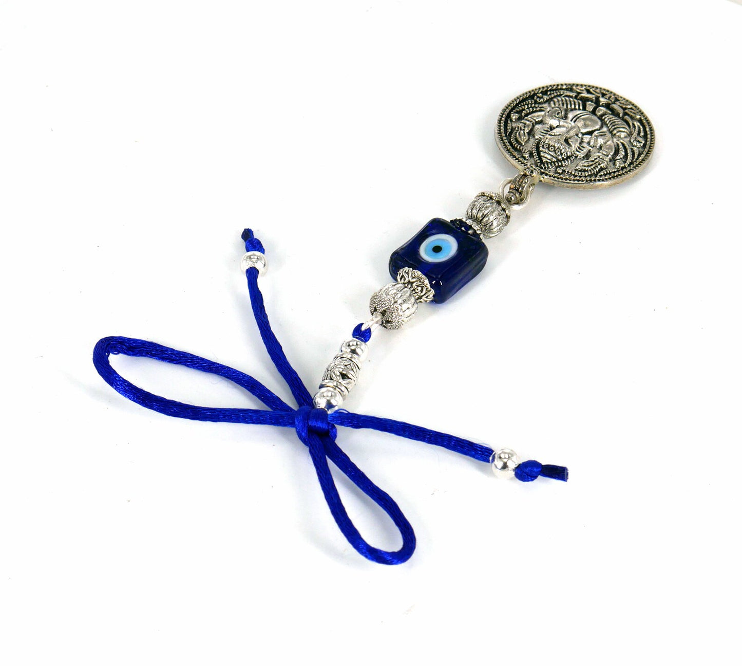 Ganesha | Evil Eye Protection | Car Rearview Mirror Ornament | Good Luck | Happiness | Good Fortune | Success | Prosperity