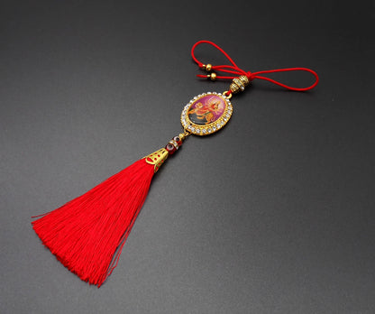 Durga, Maa Durga, Hindu Goddess Car Rear View Mirror Hanging Amulet, Amba Maa Hanging for Home Wall/Door/Car/Bag for Good Luck & Blessings