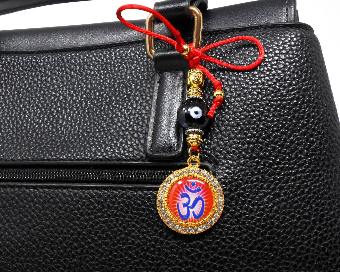 Evil Eye-Evil Eye Protection-Divine OM Evil Eye Protection Car Rear View Mirror Ornament-AUM Handbag Hanging for Good Luck & Good Fortune
