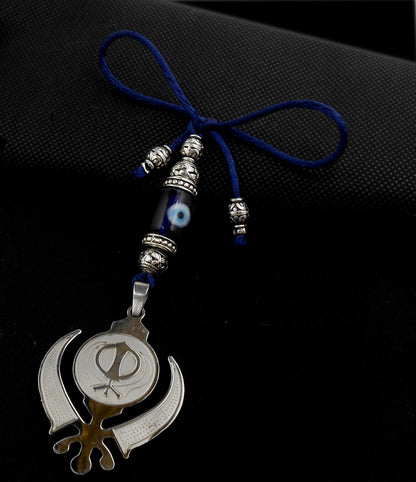 Khanda | Sikh Khanda Sahib | Evil Eye Protection Khanda Hanging | Car Rearview Mirror Ornament Hanging | Sikh Faith Namaste Gift