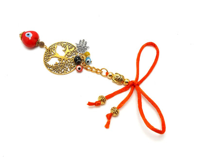 Evil Eye, Evil Eye Protection Tree Of Life Car Rear View Mirror Hanging-Wish Tree Spiritual Ornaments for Handbag for Good Luck/Fortune