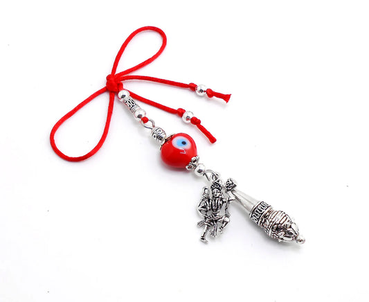 Evil Eye Protection Hanuman Ji ke Gada and Lord Hanuman Charm & Divine OM-Rare to Find Combination of Charms for Good Luck Protection