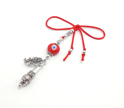 Evil Eye Protection Hanuman Ji ke Gada and Lord Hanuman Charm & Divine OM-Rare to Find Combination of Charms for Good Luck Protection