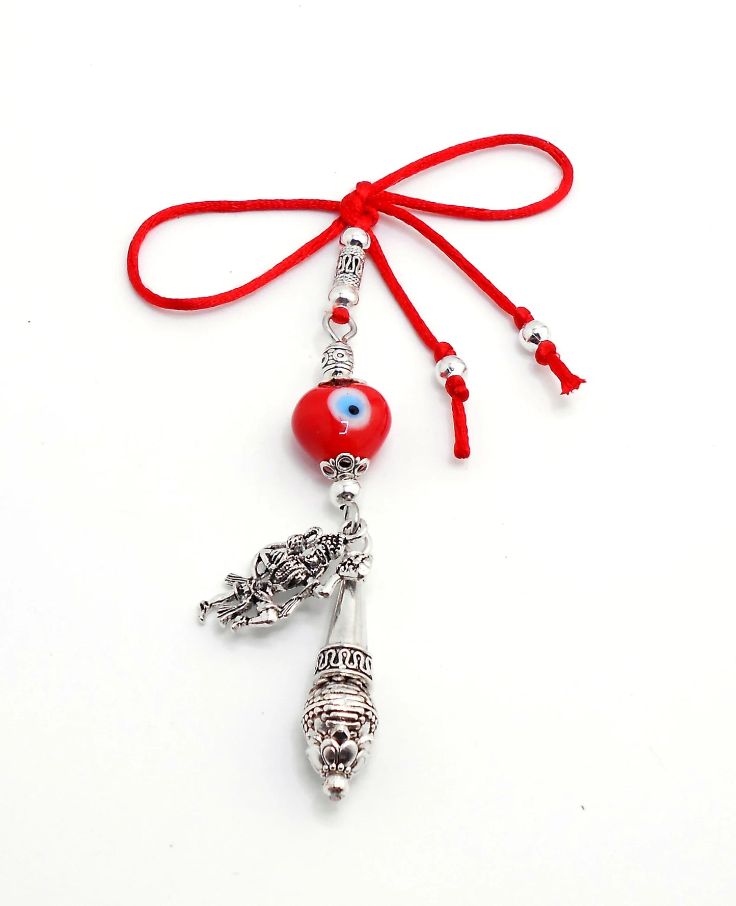 Evil Eye Protection Hanuman Ji ke Gada and Lord Hanuman Charm & Divine OM-Rare to Find Combination of Charms for Good Luck Protection