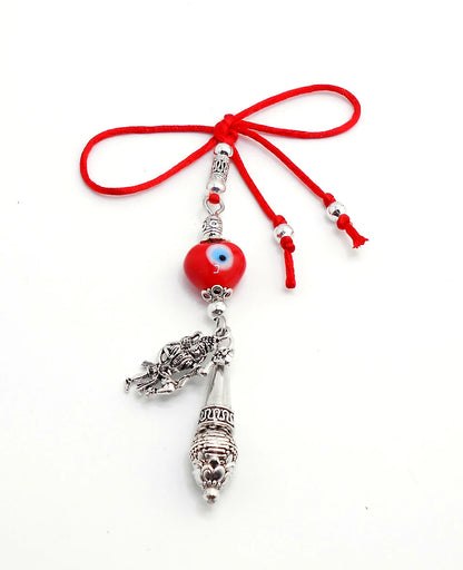 Evil Eye Protection Hanuman Ji ke Gada and Lord Hanuman Charm & Divine OM-Rare to Find Combination of Charms for Good Luck Protection