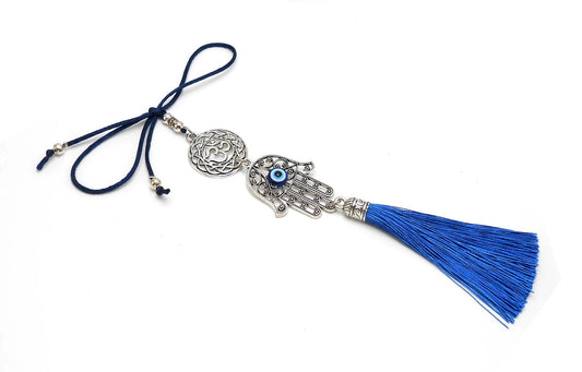 Hamsa Evil Eye, Evil Eye Protection, Evil Eye Hamsa & OM Designer Car Rear view Mirror Charm, Good Luck-Good Fortune-Travel Protection Charm