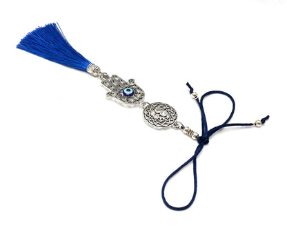 Hamsa Evil Eye, Evil Eye Protection, Evil Eye Hamsa & OM Designer Car Rear view Mirror Charm, Good Luck-Good Fortune-Travel Protection Charm