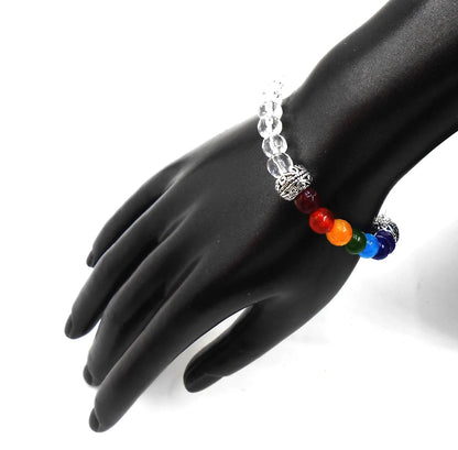 Seven Chakra Stones | Quartz Crystal Stones Stretchable Bracelet for Unisex | 7 Chakra Natural Stone Beads Bracelet for Unisex