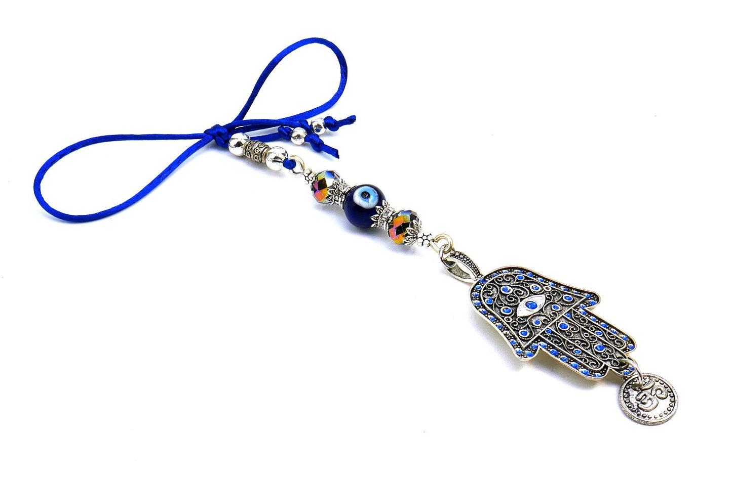 Evil Eye Protection | Hamsa Hand | Hand of Fatima | OM | Glass Bead | Car Rearview Mirror Ornament | Good Luck | Numerology |Positive Vibes