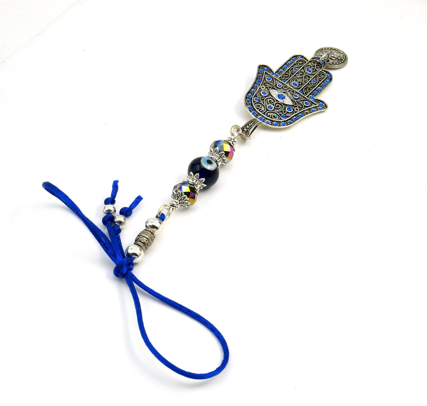 Evil Eye Protection | Hamsa Hand | Hand of Fatima | OM | Glass Bead | Car Rearview Mirror Ornament | Good Luck | Numerology |Positive Vibes