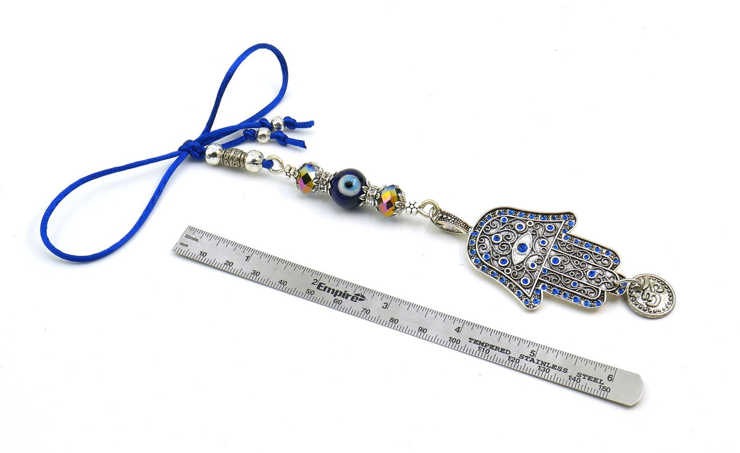 Evil Eye Protection | Hamsa Hand | Hand of Fatima | OM | Glass Bead | Car Rearview Mirror Ornament | Good Luck | Numerology |Positive Vibes